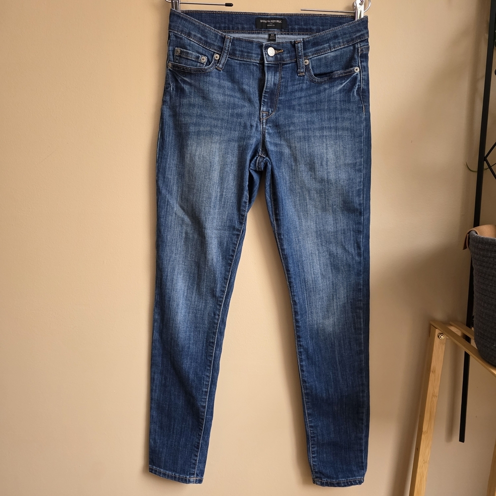 Banana Republic Women's 26 Skinny Ankle Jeans Medium Wash Stretch Denim Blue